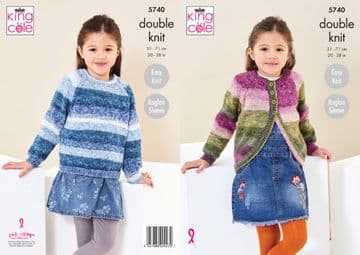 King Cole DK Knitting Pattern - 5740 Cardigan & Sweater