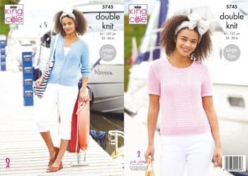 King Cole DK Knitting Pattern - 5745 Ladies Cardigan & Top