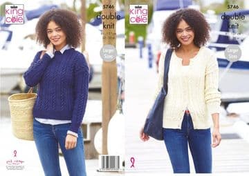 King Cole DK Knitting Pattern - 5746 Ladies Cardigan & Sweater