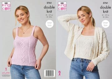 King Cole DK Knitting Pattern - 5761 Ladies Top & Cardigan