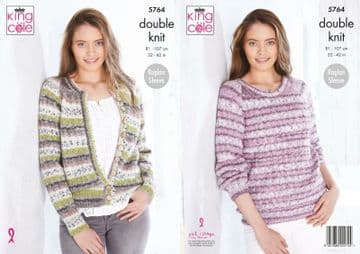 King Cole DK Knitting Pattern - 5764 Cardigan & Sweater