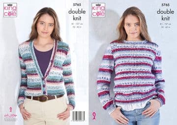 King Cole DK Knitting Pattern - 5765 Sweater & Cardigan