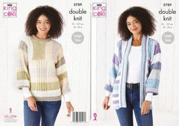 King Cole DK Knitting Pattern - 5789 Sweater & Jacket