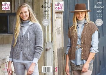 King Cole DK Knitting Pattern - 5792 Waistcoat & Cardigan