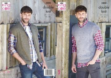 King Cole DK Knitting Pattern - 5800 Waistcoat & Tabbard