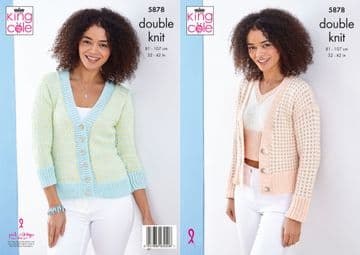 King Cole DK Knitting Pattern - 5878 Ladies Cardigans & Top