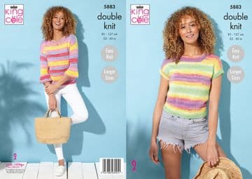 King Cole DK Knitting Pattern - 5883 Ladies Sweater & Summer Top