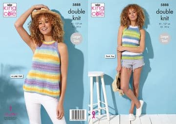 King Cole DK Knitting Pattern - 5888 Ladies Summer Tops