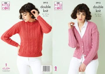 King Cole DK Knitting Pattern - 5915 Cardigan & Sweater