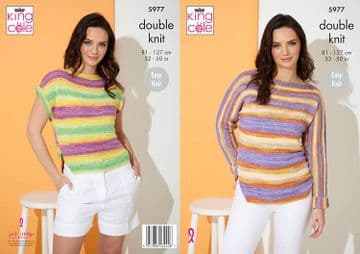 King Cole DK Knitting Pattern - 5977 Sweater & Top