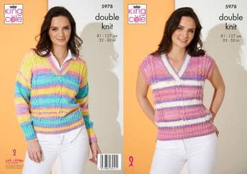 King Cole DK Knitting Pattern - 5978 Summer Top & Sweater