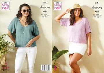 King Cole DK Knitting Pattern - 5987 Summer Tops