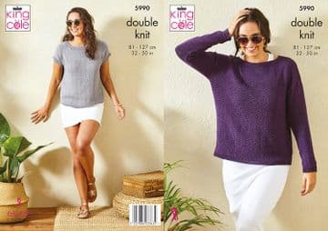 King Cole DK Knitting Pattern - 5990 Sweater & Summer Top