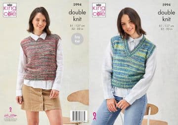 King Cole DK Knitting Pattern - 5994 Ladies Slipovers