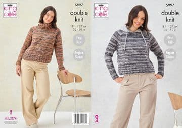 King Cole DK Knitting Pattern - 5997 Ladies Sweaters