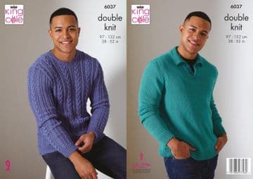 King Cole DK Knitting Pattern - 6037 Men's Sweaters