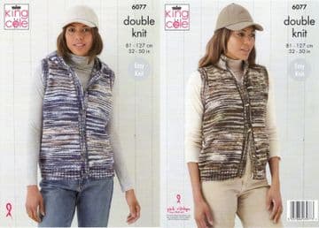 King Cole DK Knitting Pattern - 6077 Ladies Bodywarmers