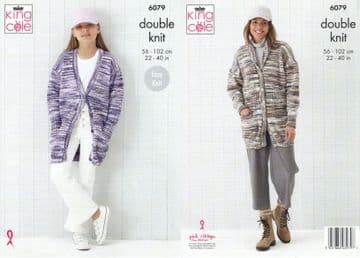 King Cole DK Knitting Pattern - 6079 Girl's & Woman's Cardigans
