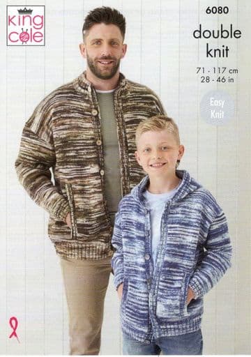 King Cole DK Knitting Pattern - 6080 Boy's & Men's Jackets