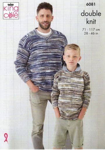 King Cole DK Knitting Pattern - 6081 Boy's & Men's Sweaters