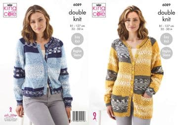 King Cole DK Knitting Pattern - 6089 Cardigans