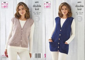 King Cole DK Knitting Pattern - 6091 Waistcoats