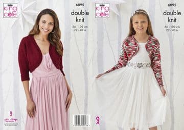 King Cole DK Knitting Pattern - 6095 Women's & Girls Boleros