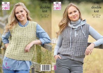 King Cole DK Knitting Pattern - 6100 Ladies Tank & Waistcoat