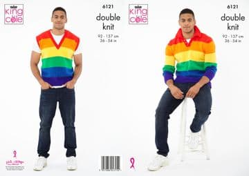King Cole DK Knitting Pattern - 6121 Men's Sweater & Tank Top