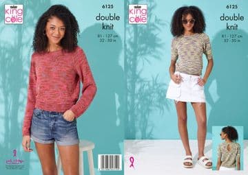 King Cole DK Knitting Pattern - 6125 Ladies Summer Top & Sweater