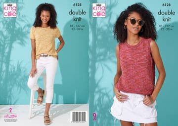 King Cole DK Knitting Pattern - 6128 Ladies Summer Tops