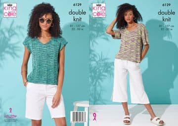 King Cole DK Knitting Pattern - 6129 Ladies Summer Tops