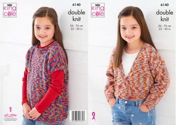 King Cole DK Knitting Pattern - 6140 Childrens Cardigan & Tabbard