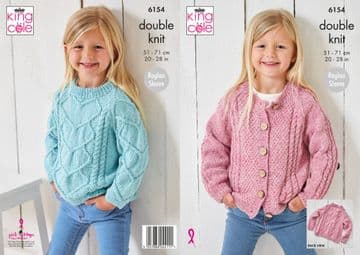 King Cole DK Knitting Pattern - 6154 Children'sSweater & Cardigan