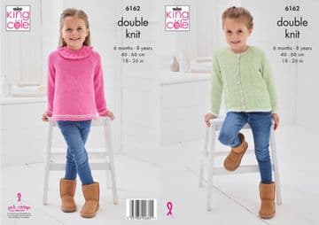 King Cole DK Knitting Pattern - 6162 Children's Cardigan & Sweater