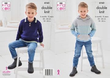 King Cole DK Knitting Pattern - 6163 Children's Hoodie & Sweater