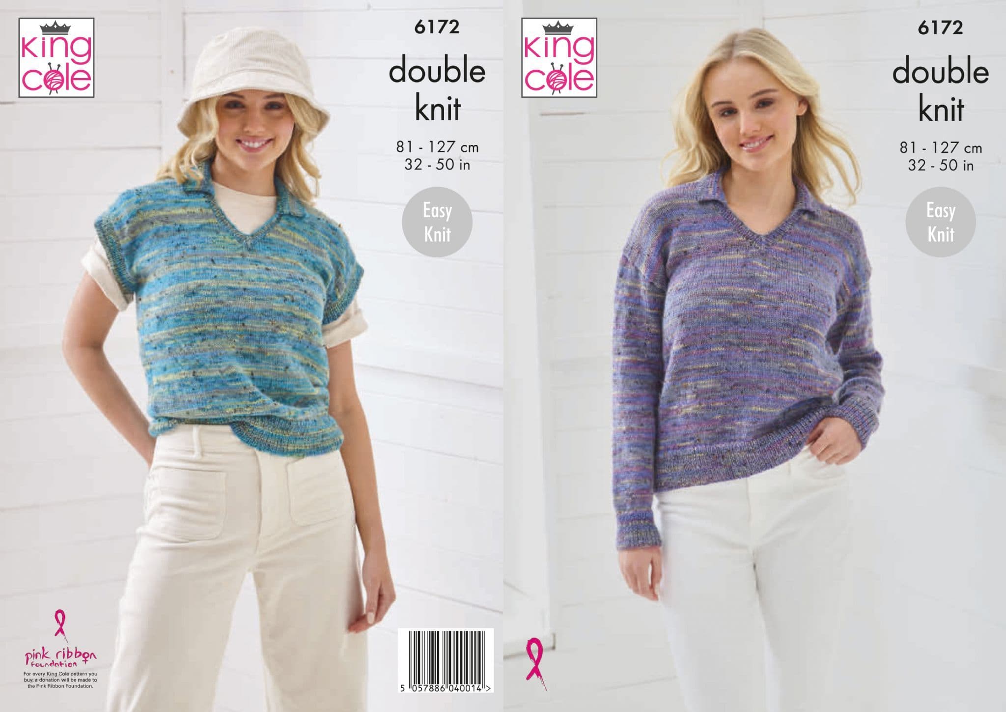 King Cole Modello Maglia Donna 6172 – Maglione E Canotta In Double Knit, Taglie 81-127 Cm, Istruzioni In Inglese