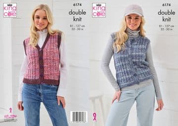 King Cole DK Knitting Pattern - 6174 Ladies Waistcoats