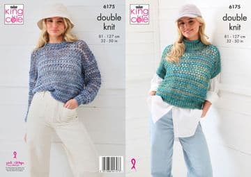 King Cole DK Knitting Pattern - 6175 Ladies Sweater & Tank Top