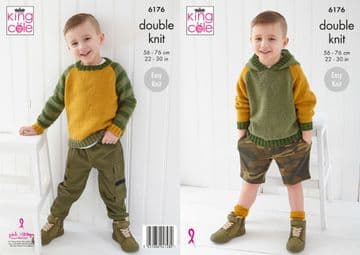 King Cole DK Knitting Pattern - 6176 Childrens Sweaters