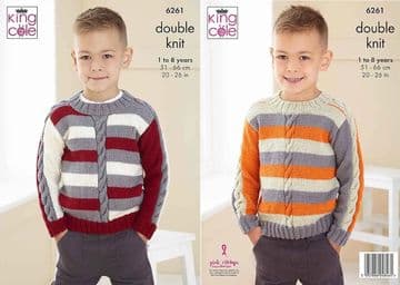 King Cole DK Knitting Pattern - 6261 Boy's Sweaters