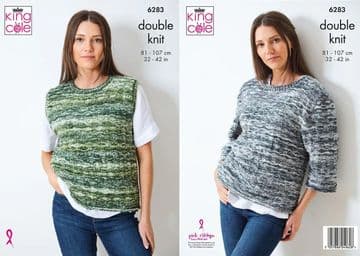 King Cole DK Knitting Pattern - 6283 Ladies Tank Top & Sweater