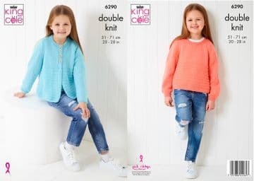 King Cole DK Knitting Pattern - 6290 Childrens Cardigan & Sweater (2 Designs)