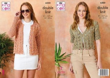 King Cole DK Knitting Pattern - 6300 Ladies Cardigans (2 Designs)