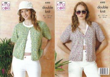 King Cole DK Knitting Pattern - 6302 Ladies Summer Cardigans (2 Designs)