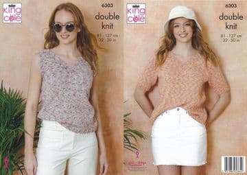 King Cole DK Knitting Pattern - 6303 Ladies Summer Tops