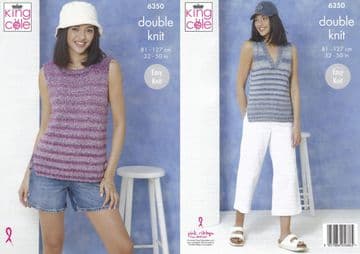 King Cole DK Knitting Pattern - 6350 Ladies Summer Tops (2 Designs)
