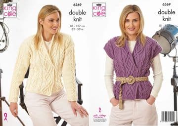 King Cole DK Knitting Pattern - 6369 Ladies Cardigan & Waistcoat (2 Designs)