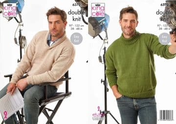 King Cole DK Knitting Pattern - 6372 Men's Sweaters (2 Designs)