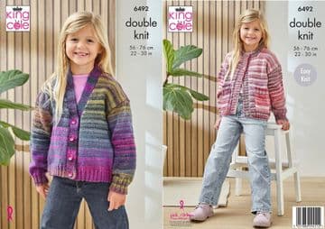 King Cole DK Knitting Pattern - 6492 Children's Cardigans (2 Designs)